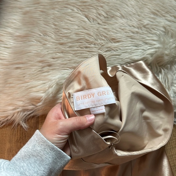 BIRDY GREY Kira Dress In Shiny Satin Neutral Champagne - Picture 9 of 9